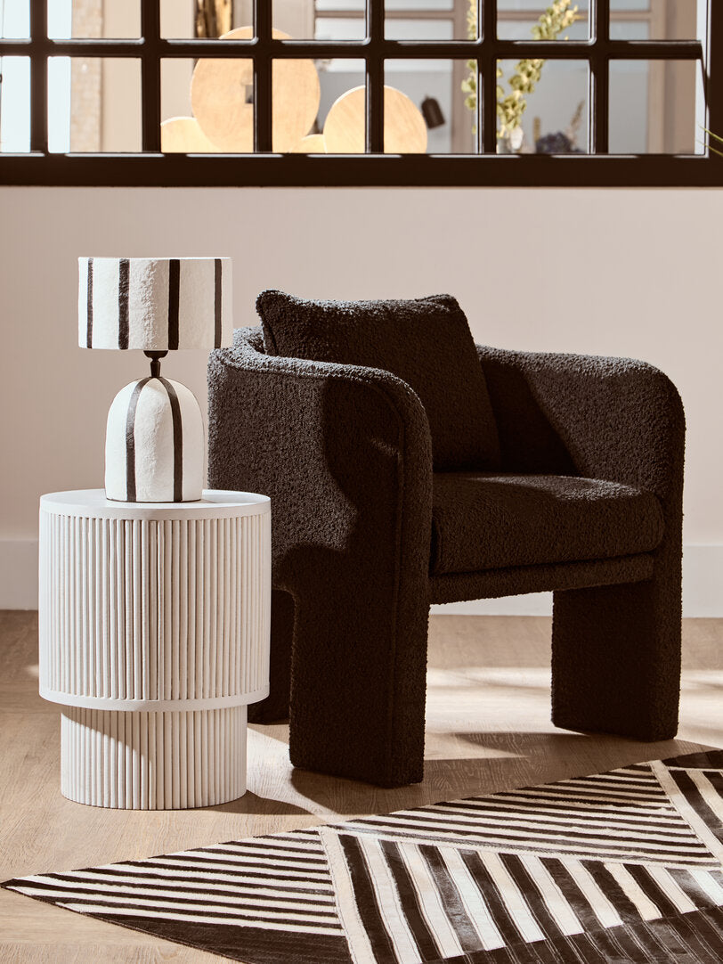 Carta Black & White Stripe Papier Mache Table Lamp