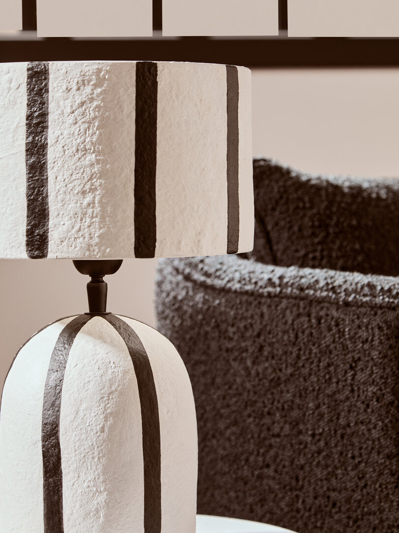 Carta Black & White Stripe Papier Mache Table Lamp