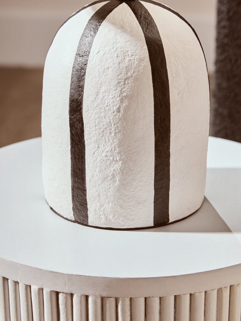 Carta Black & White Stripe Papier Mache Table Lamp