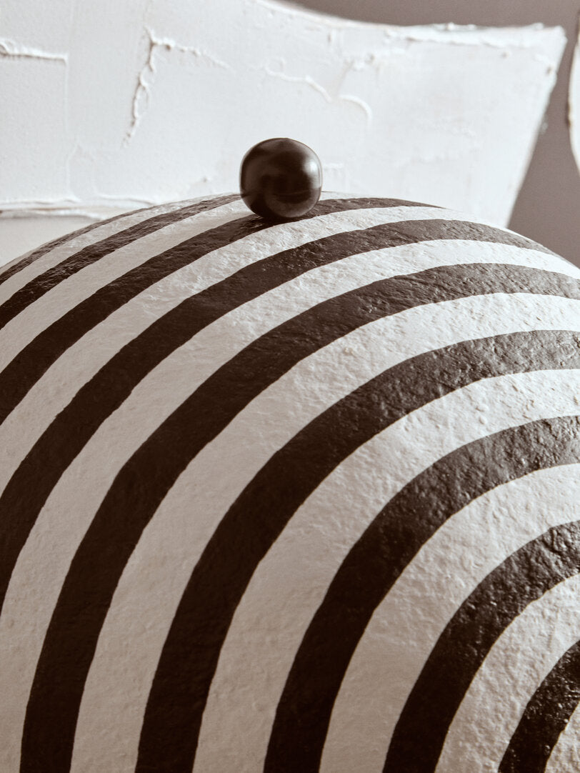 Carta Black & White Stripe Papier Mache Table Lamp with Dome Shade