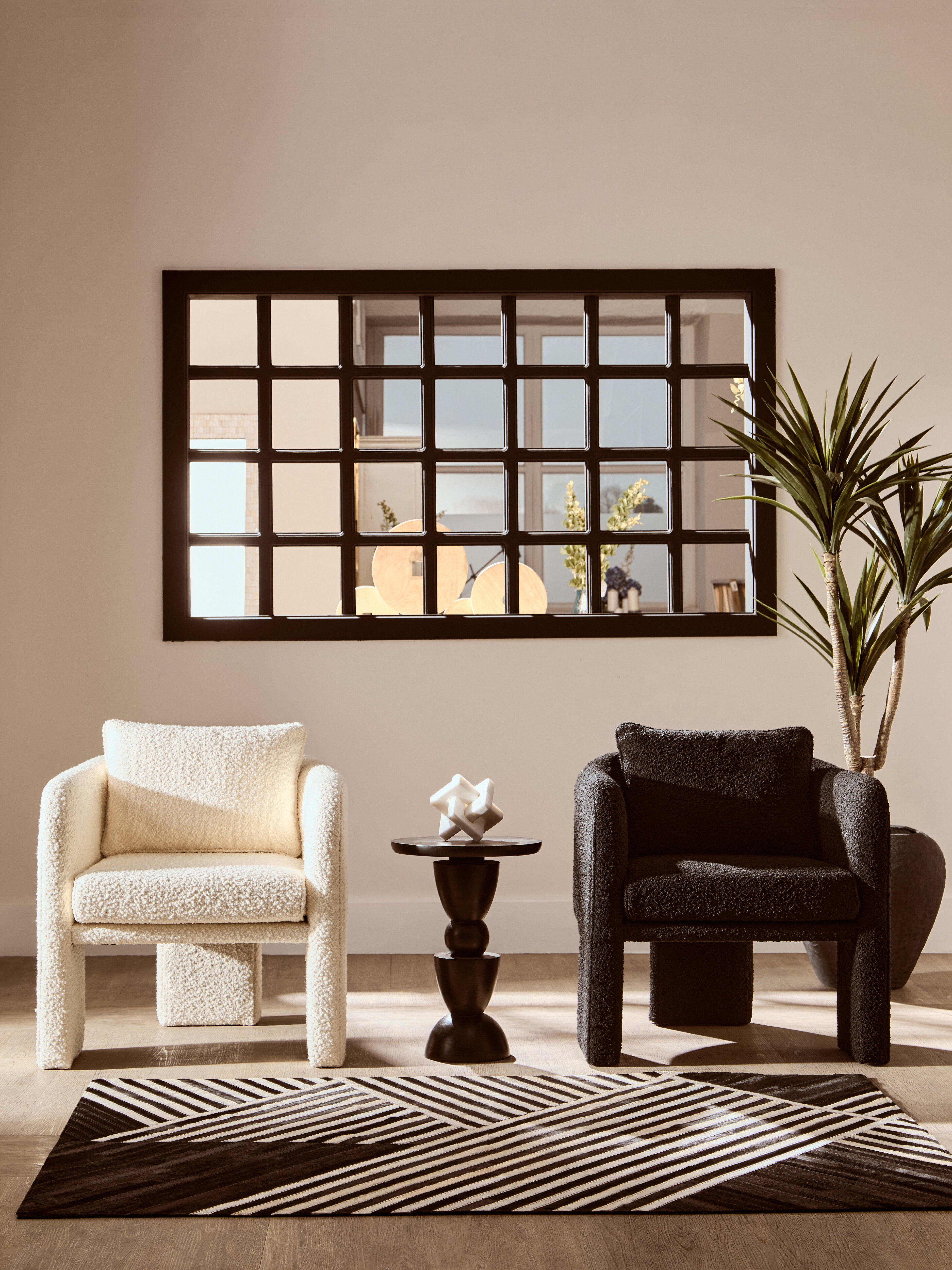 Rosa Black Boucle Curved Armchair