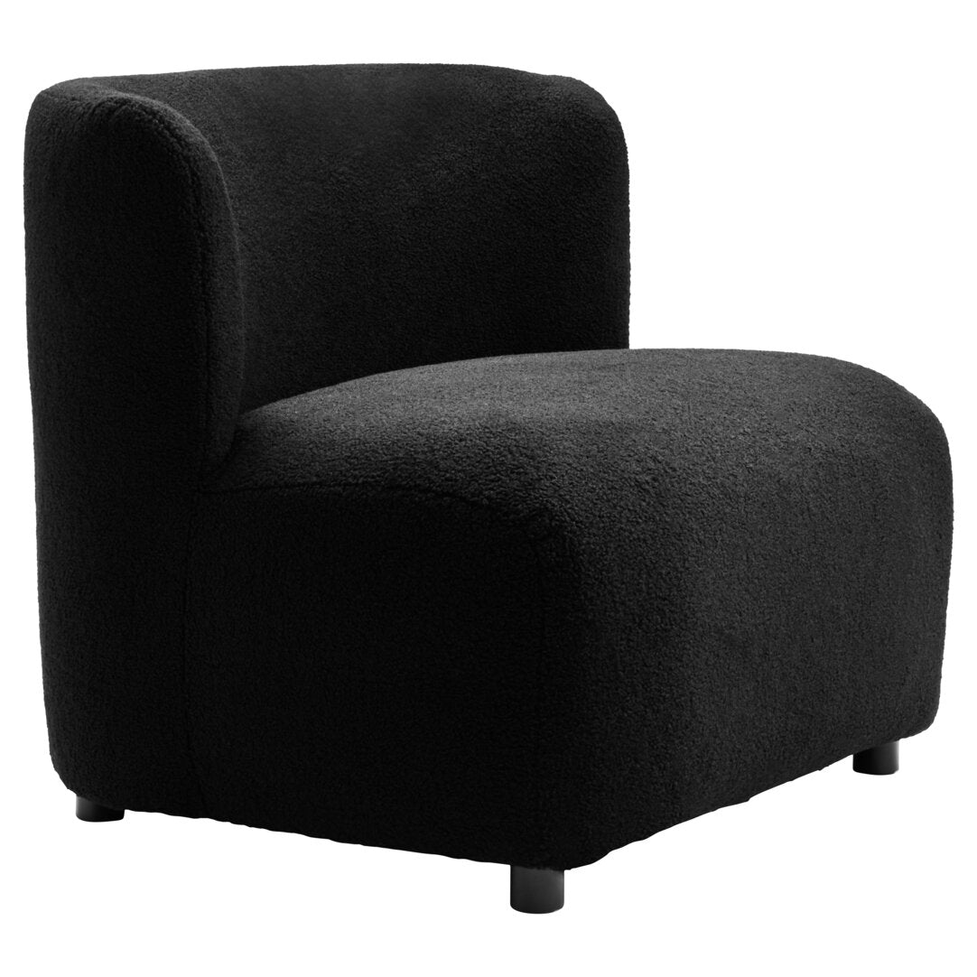 Newham Black Boucle Effect Armless Lounge Chair