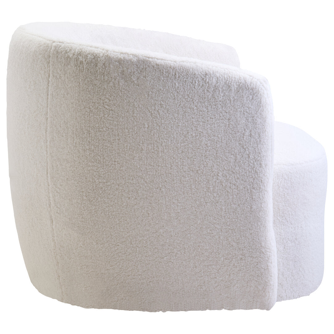 Newham Ivory Boucle Effect Curved Lounge Chair With Swivel Base
