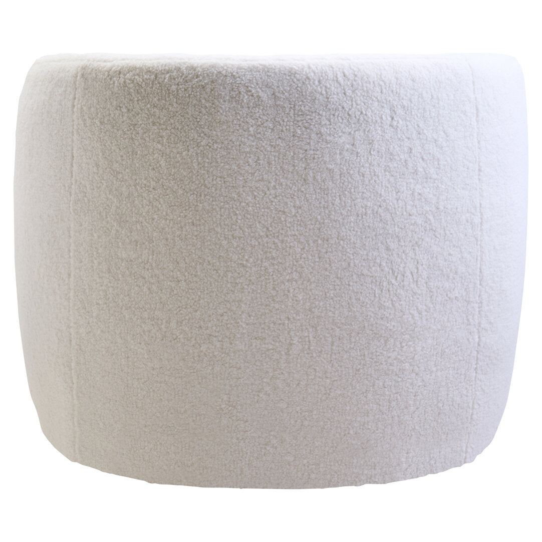 Newham Ivory Boucle Effect Curved Lounge Chair With Swivel Base