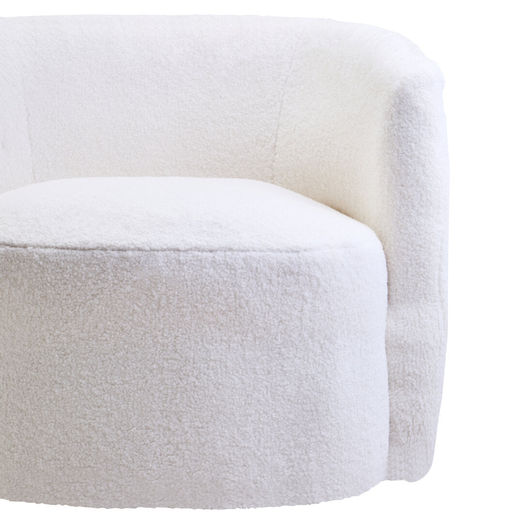 Newham Ivory Boucle Effect Curved Lounge Chair With Swivel Base