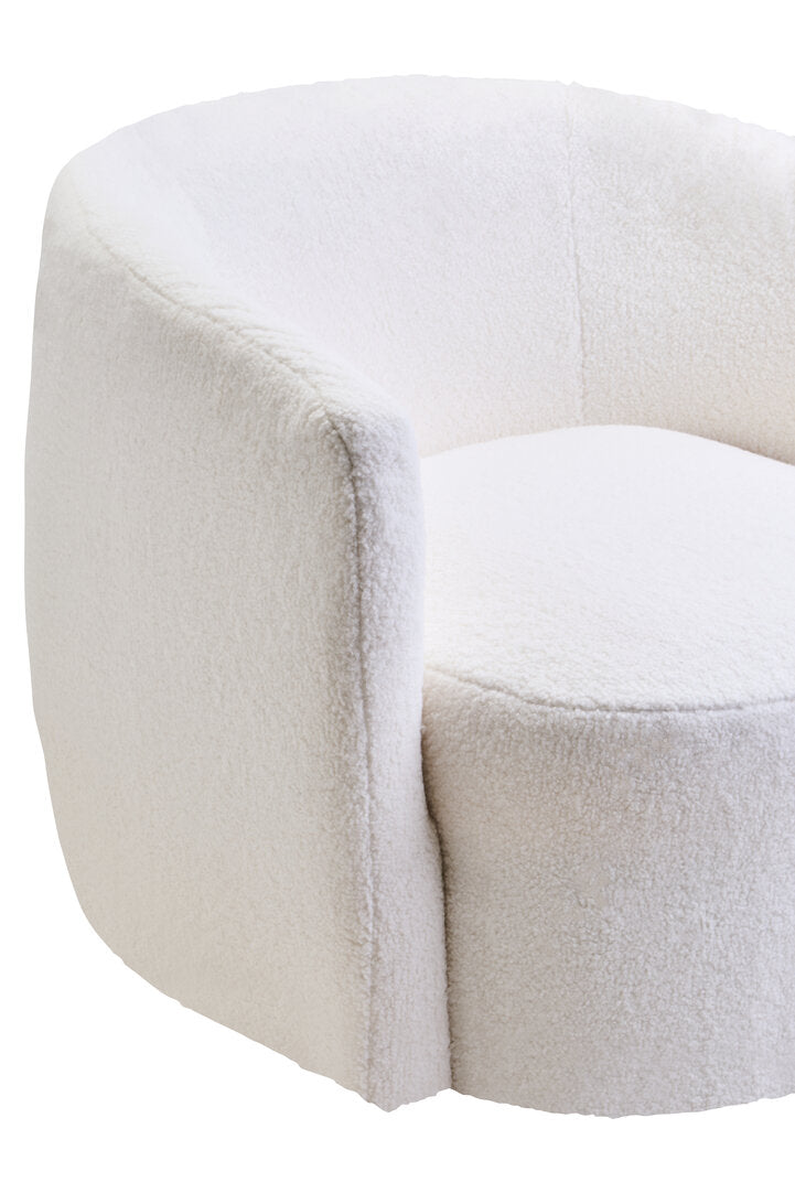Newham Ivory Boucle Effect Curved Lounge Chair With Swivel Base