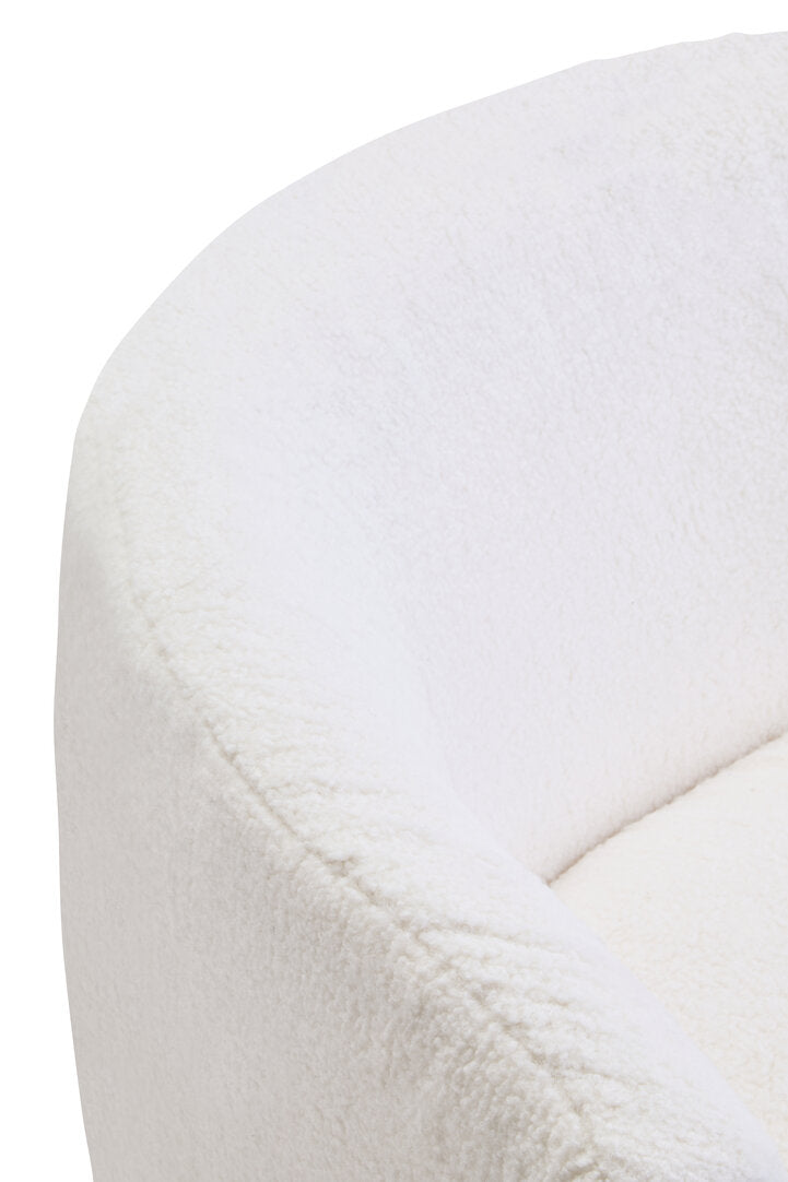 Newham Ivory Boucle Effect Curved Lounge Chair With Swivel Base