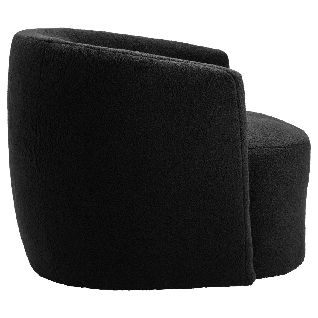 Newham Black Boucle Effect Curved Lounge Chair With Swivel Base