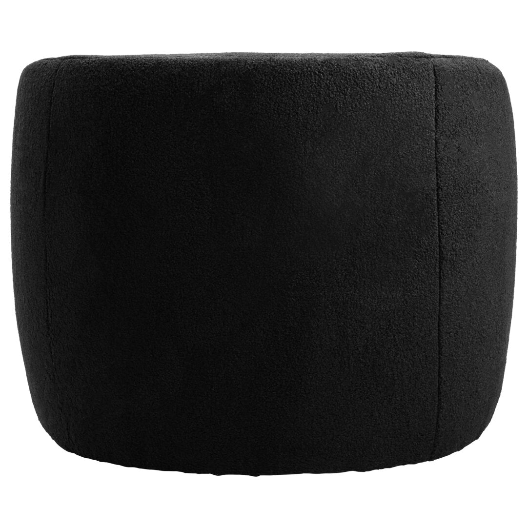 Newham Black Boucle Effect Curved Lounge Chair With Swivel Base