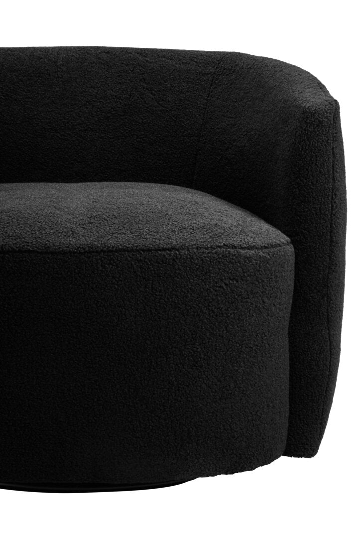Newham Black Boucle Effect Curved Lounge Chair With Swivel Base