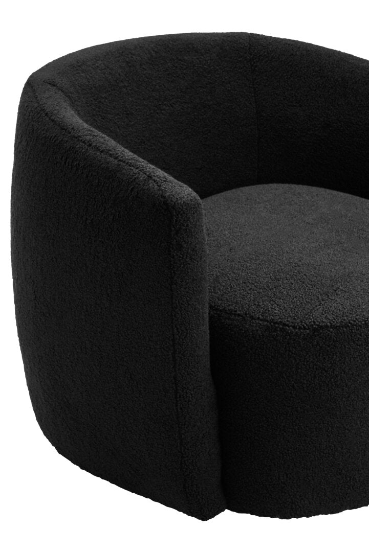 Newham Black Boucle Effect Curved Lounge Chair With Swivel Base