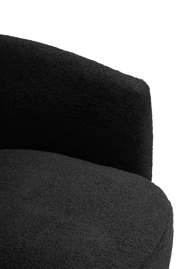 Newham Black Boucle Effect Curved Lounge Chair With Swivel Base