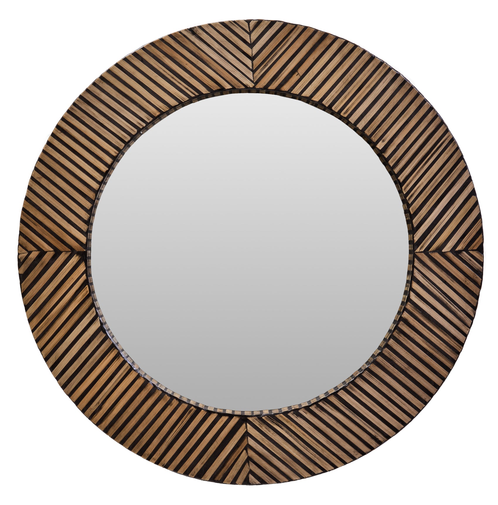 Antibes Bamboo Inlay Round Wall Mirror