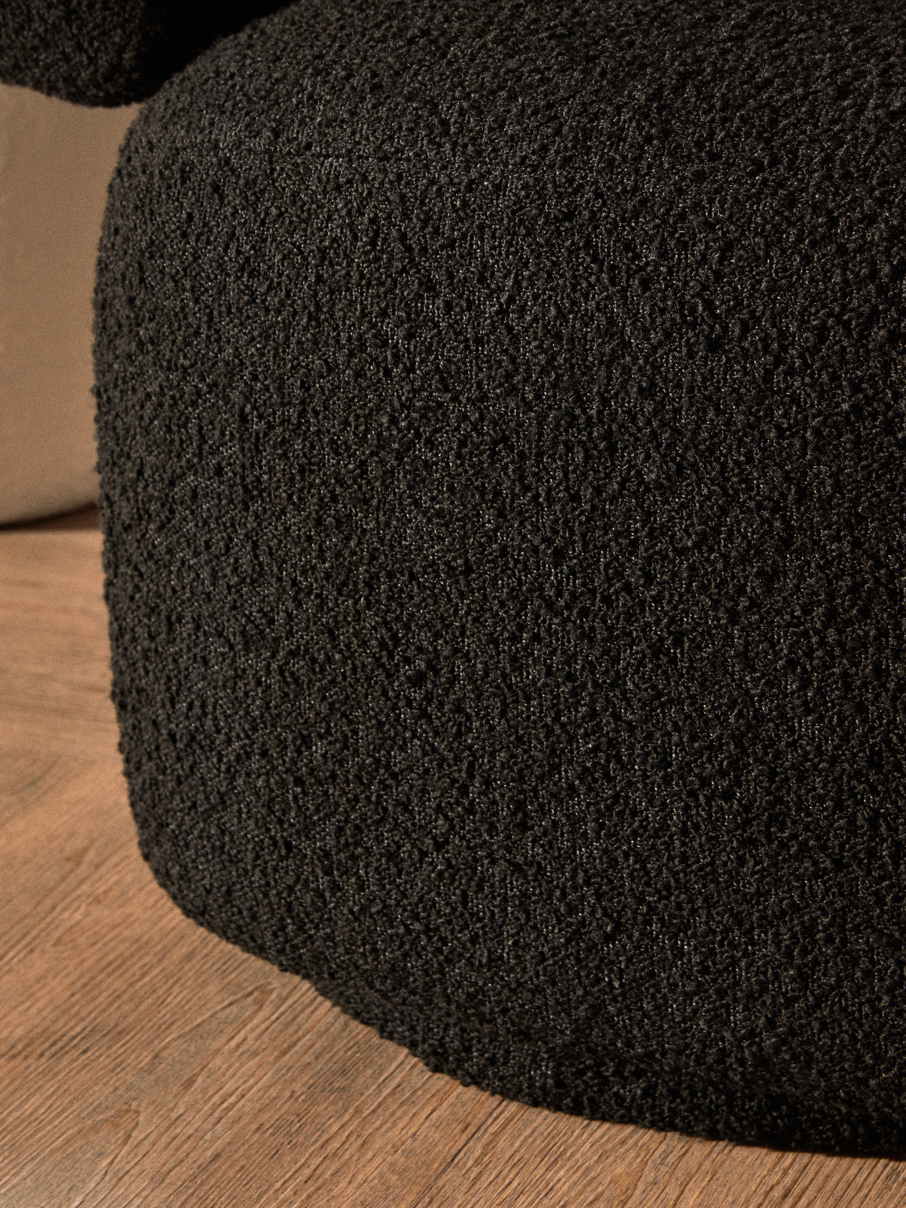 Monaco Black Boucle Curved Revolving Armchair