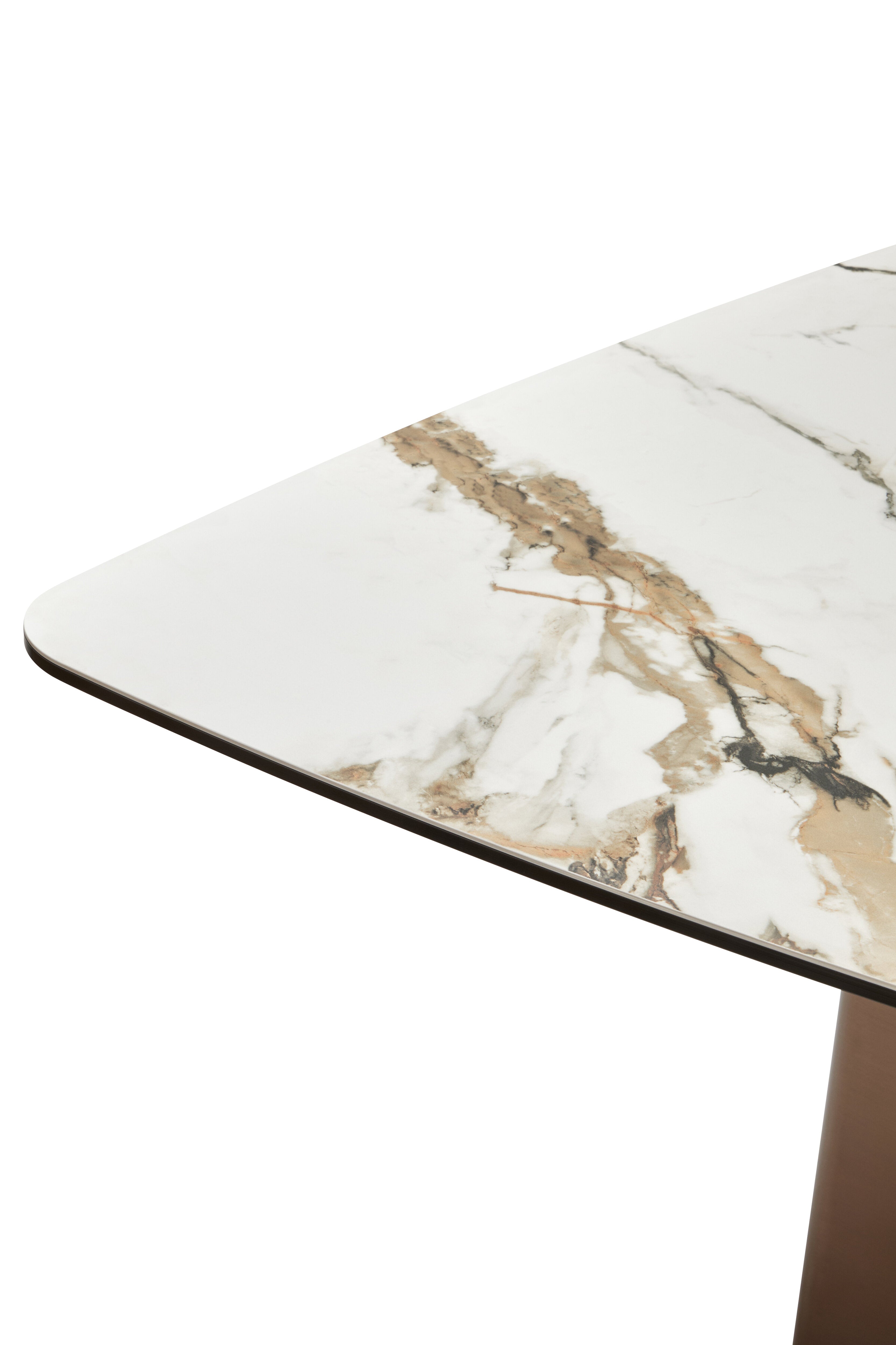 Tavole White Ceramic Marble Effect Rectangular Dining Table
