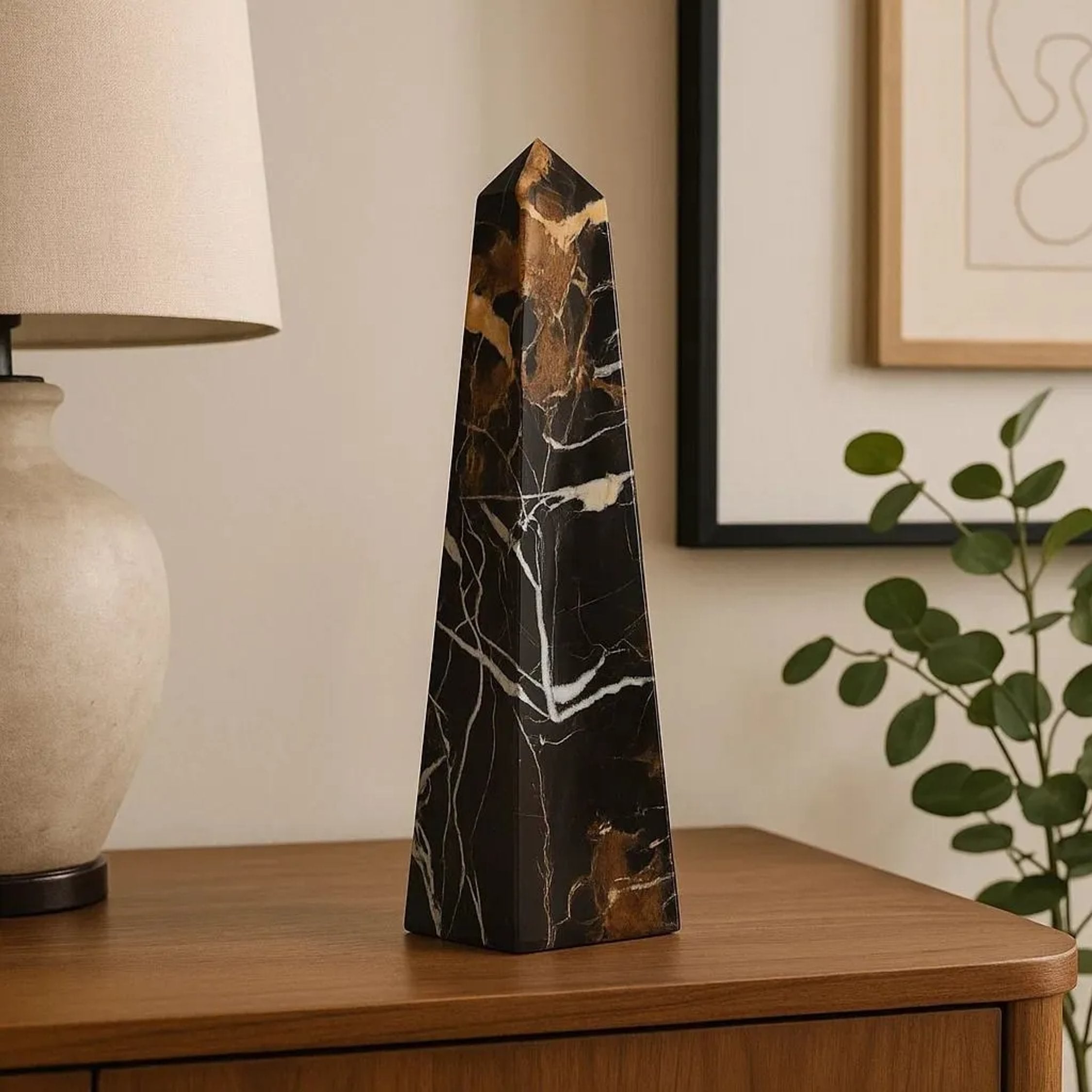 Siena Large Black Marble Obelisk