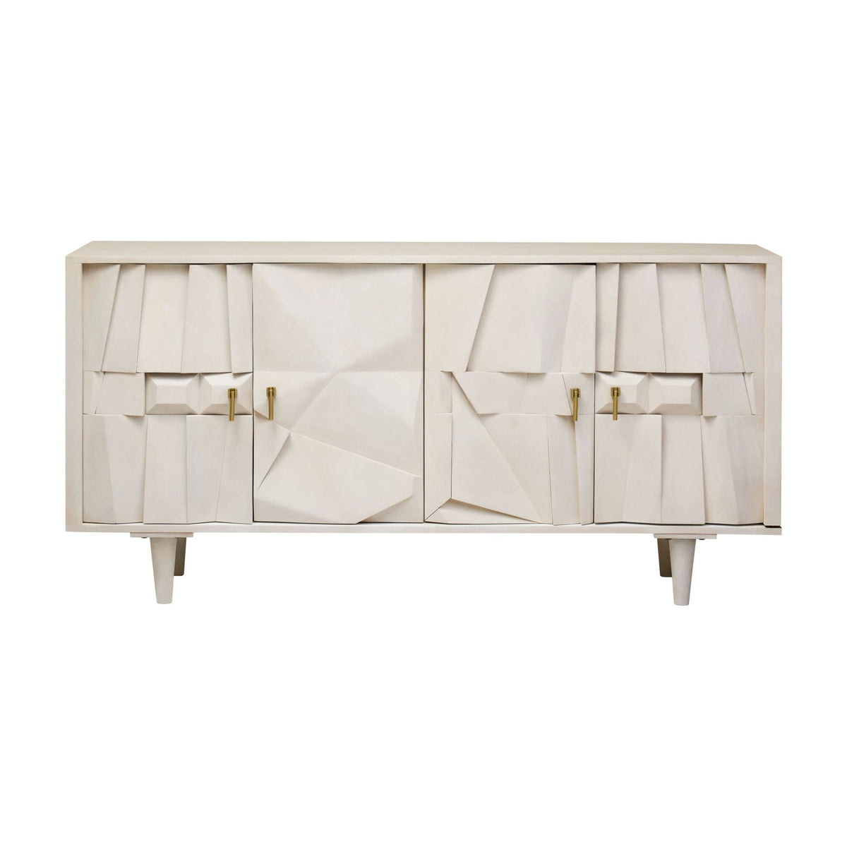 Harlow 4 Door Whitewash Mango Wood Abstract Sideboard