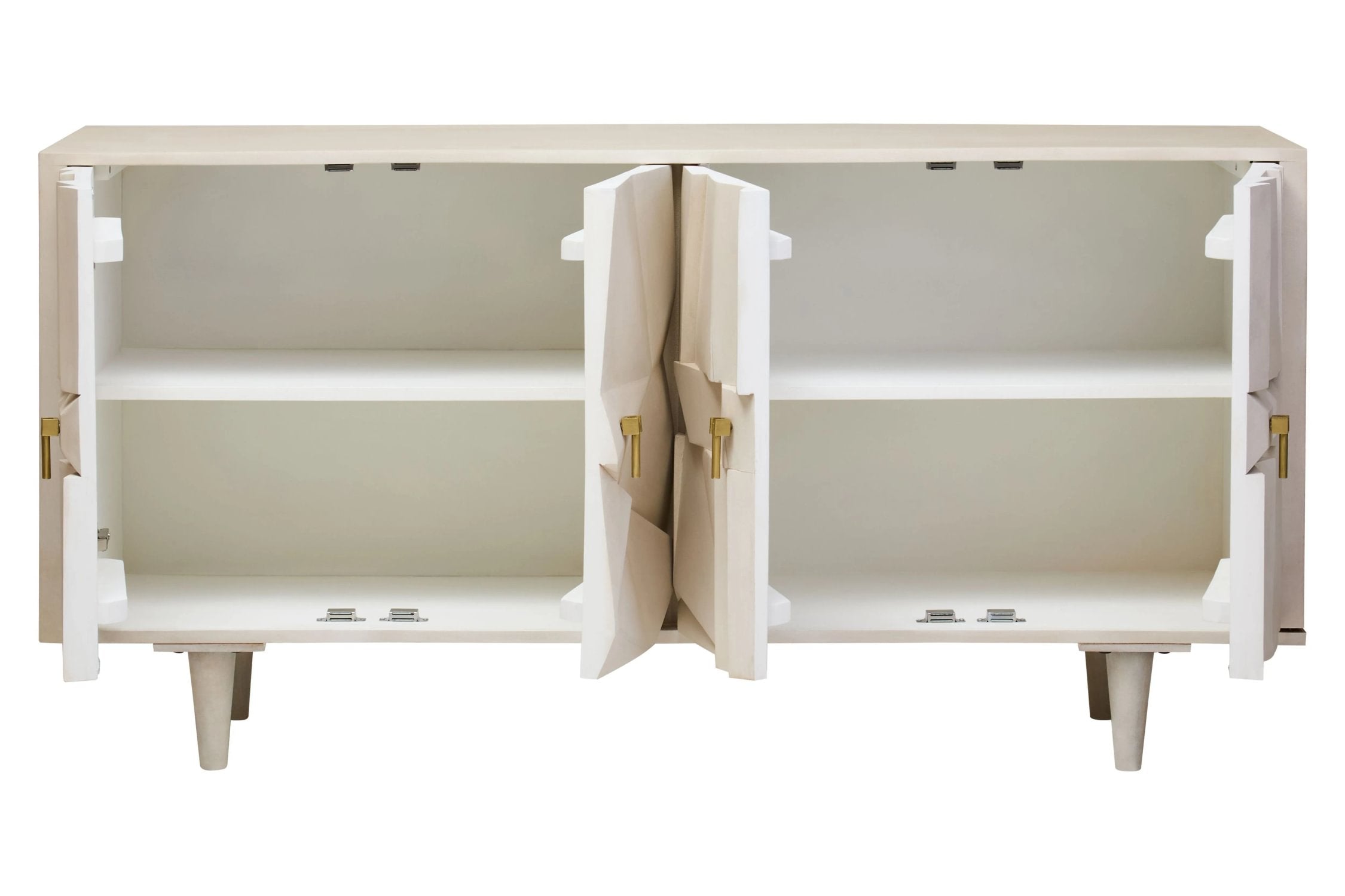 Harlow 4 Door Whitewash Mango Wood Abstract Sideboard