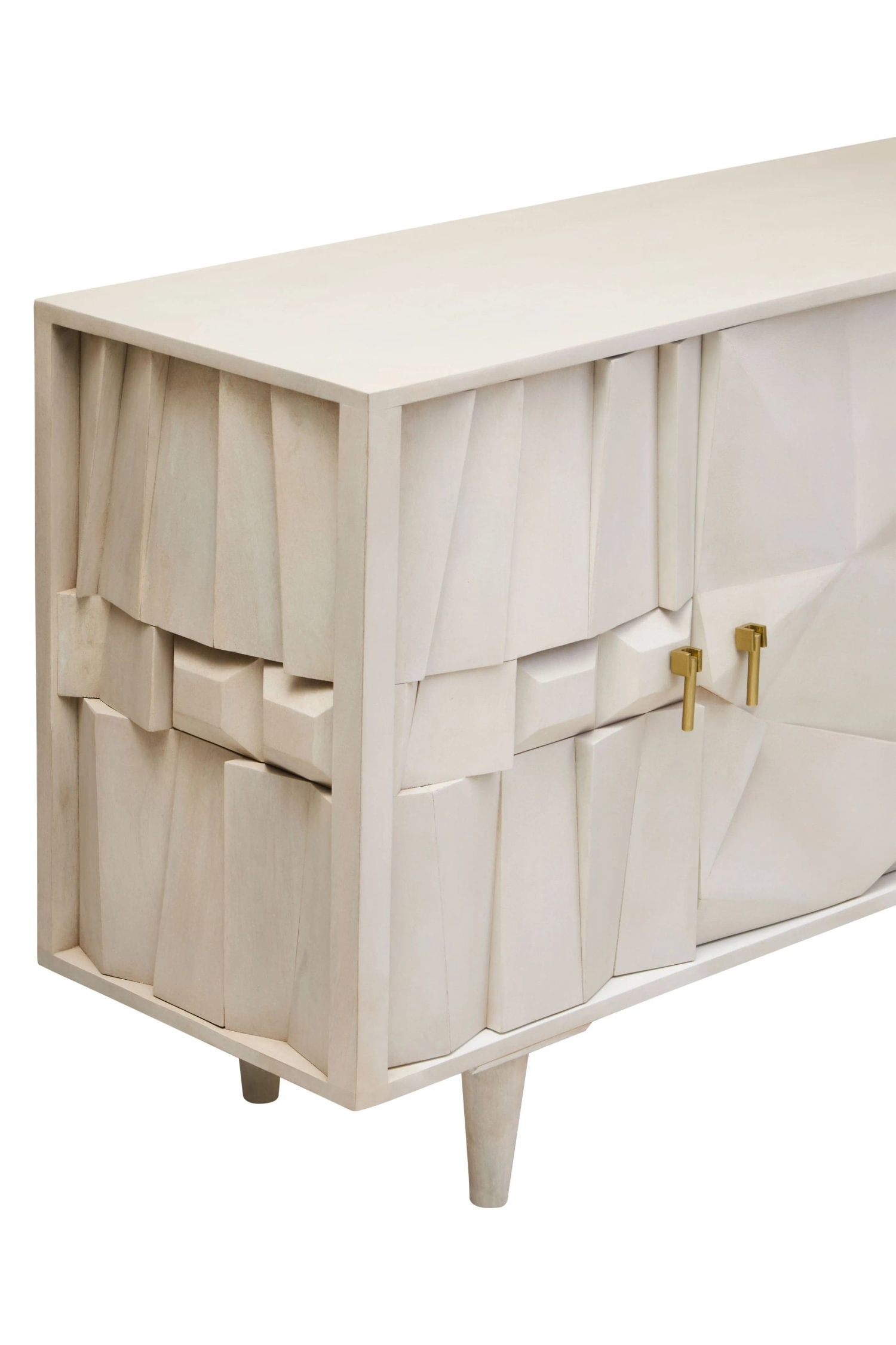 Harlow 4 Door Whitewash Mango Wood Abstract Sideboard