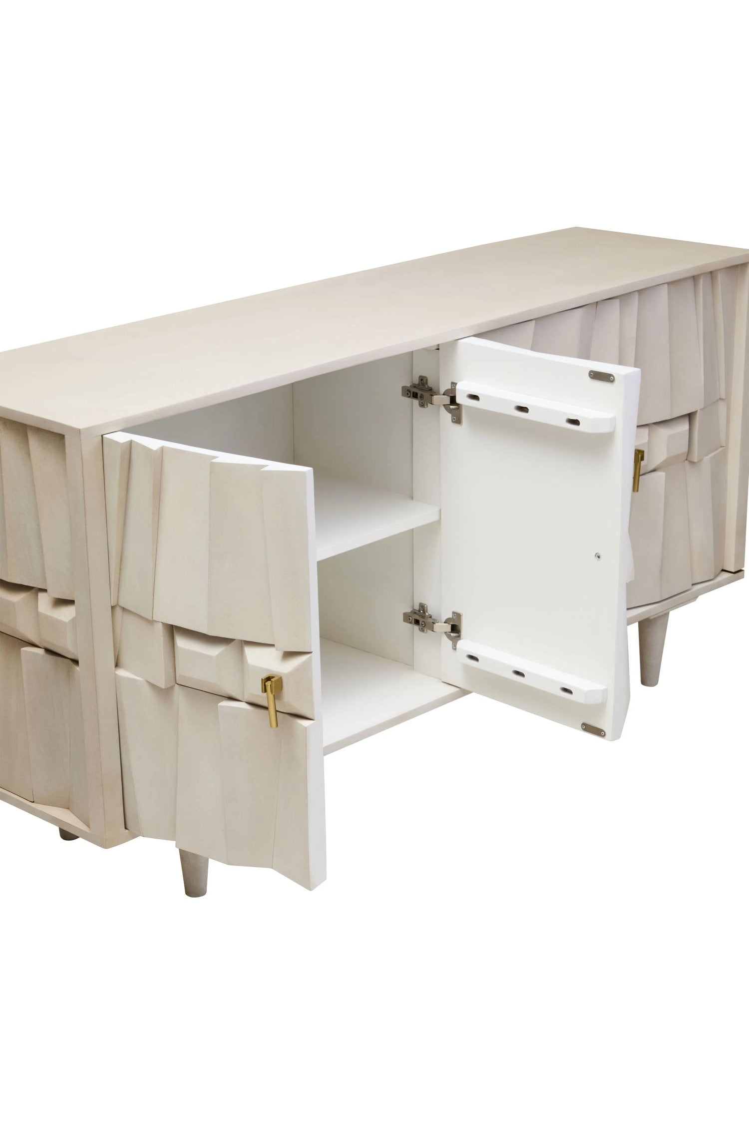 Harlow 4 Door Whitewash Mango Wood Abstract Sideboard