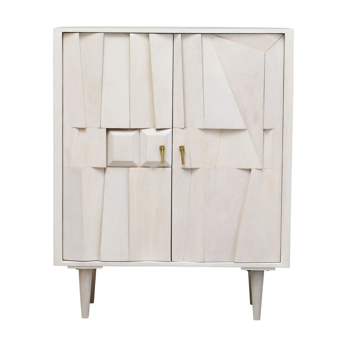 Harlow 2 Door Whitewash Mango Wood Abstract Cabinet