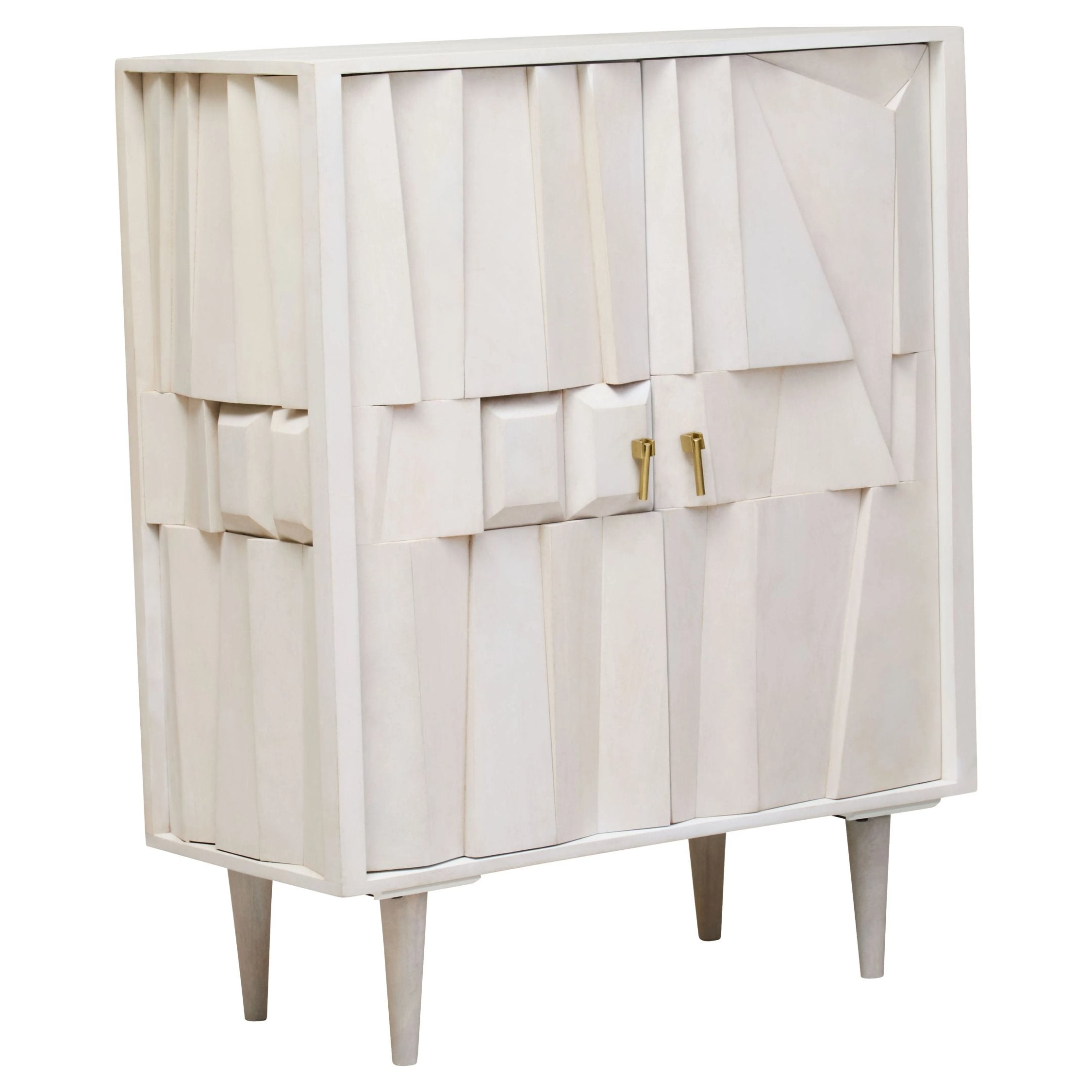 Harlow 2 Door Whitewash Mango Wood Abstract Cabinet