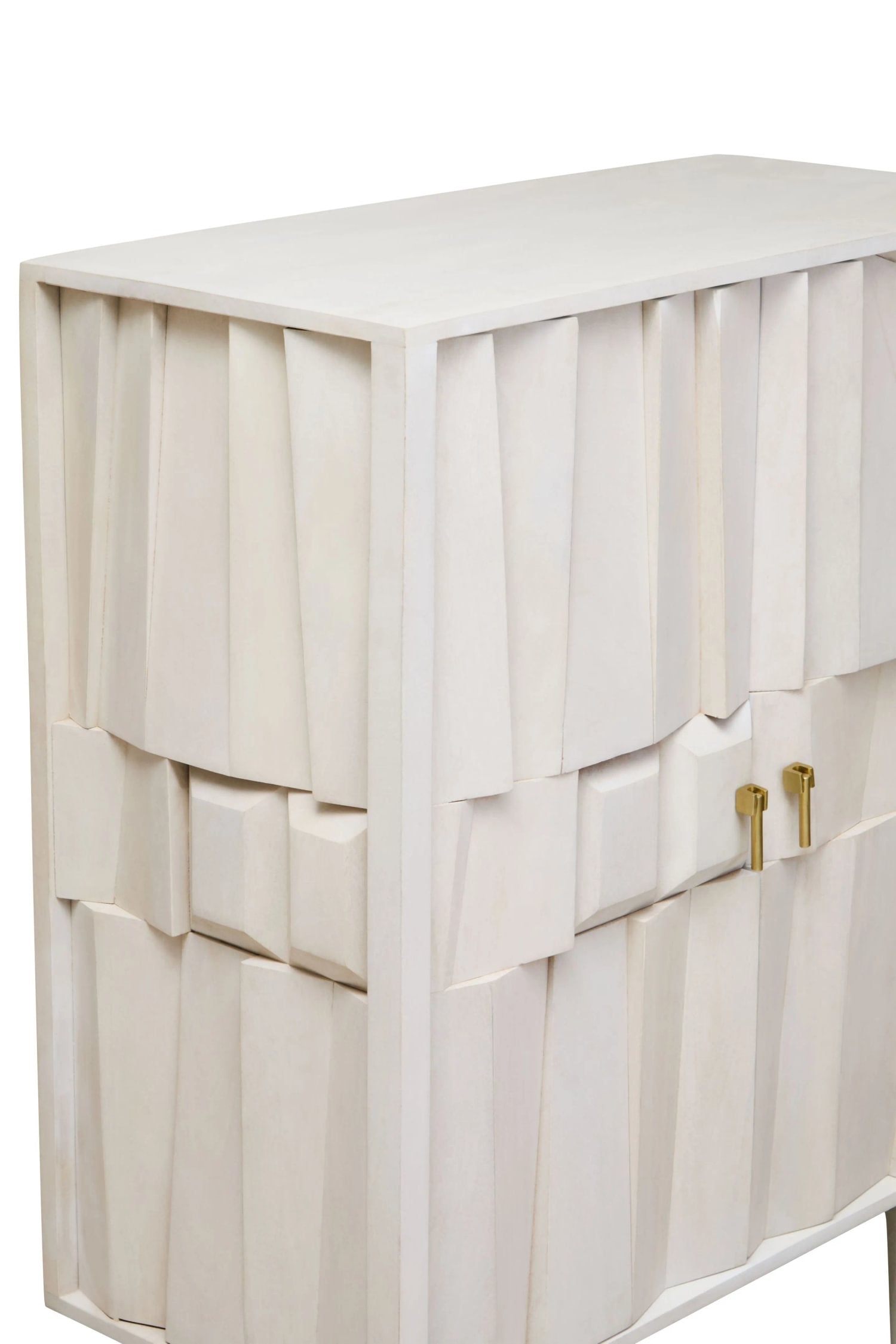 Harlow 2 Door Whitewash Mango Wood Abstract Cabinet