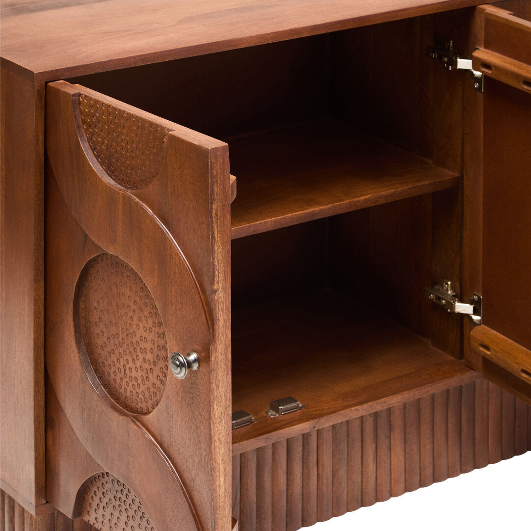 Naro Four Door Mango Wood Hammered Sideboard
