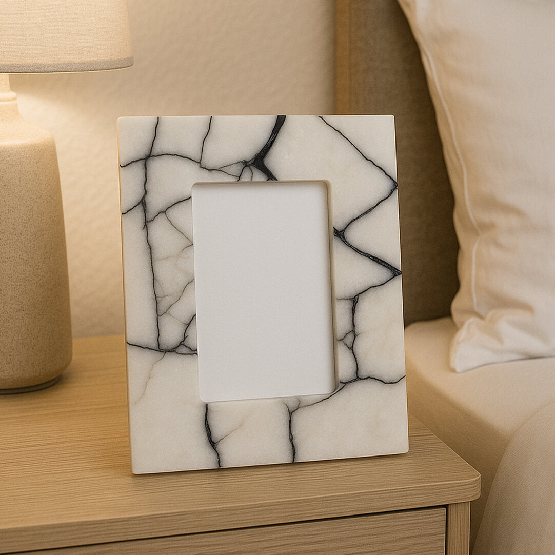 Citterio White & Black Marble 4x6 Small Photo Frame