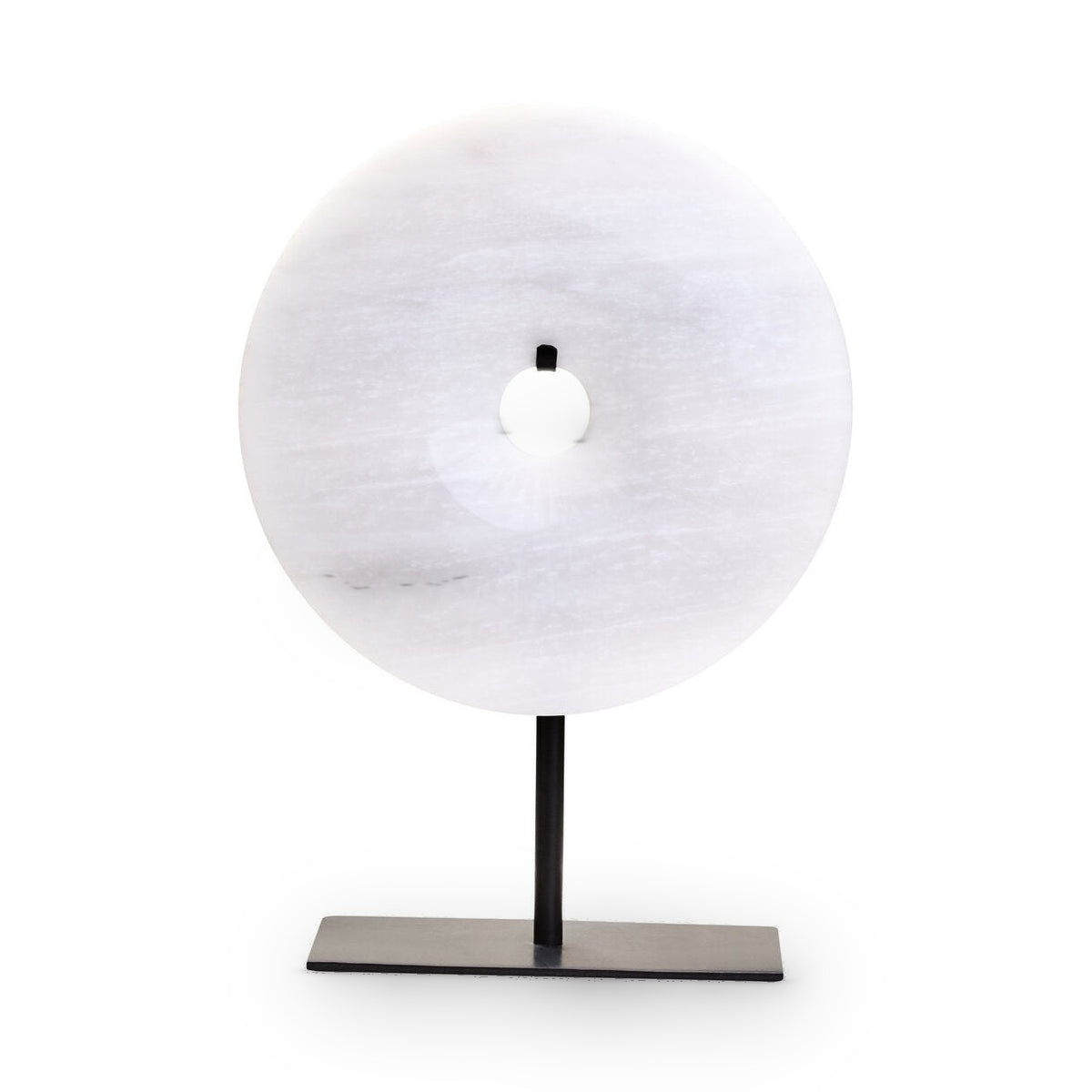 Visso Small Round 20cm Grey Marble Disc Sculpture