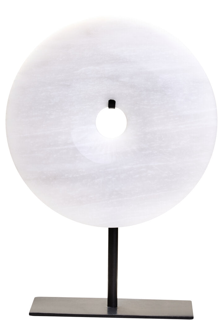 Visso Small Round 20cm Grey Marble Disc Sculpture