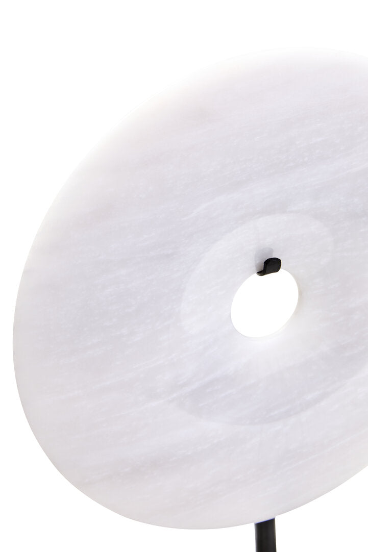 Visso Small Round 20cm Grey Marble Disc Sculpture
