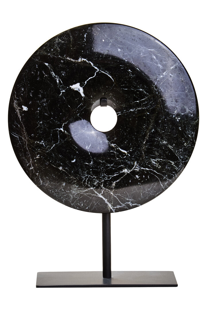 Toluca Small Black Marble Round 20cm Disc Sculpture