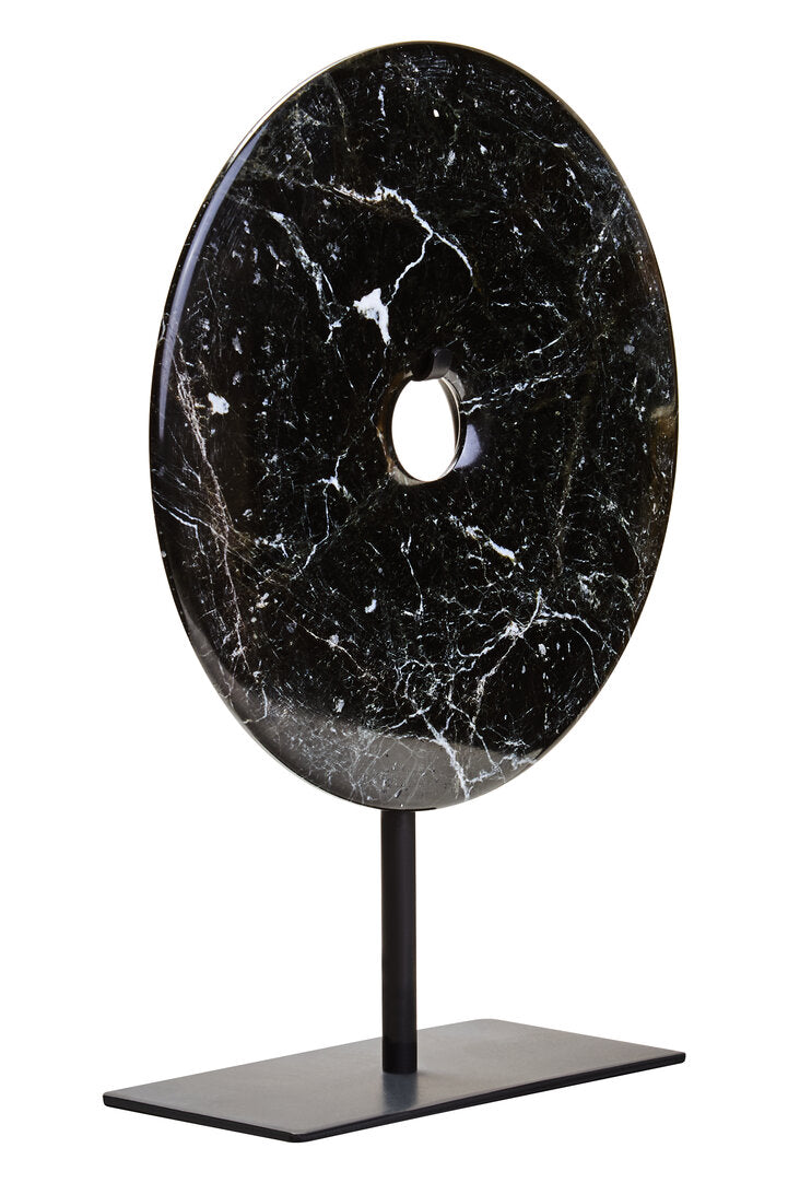 Toluca Small Black Marble Round 20cm Disc Sculpture