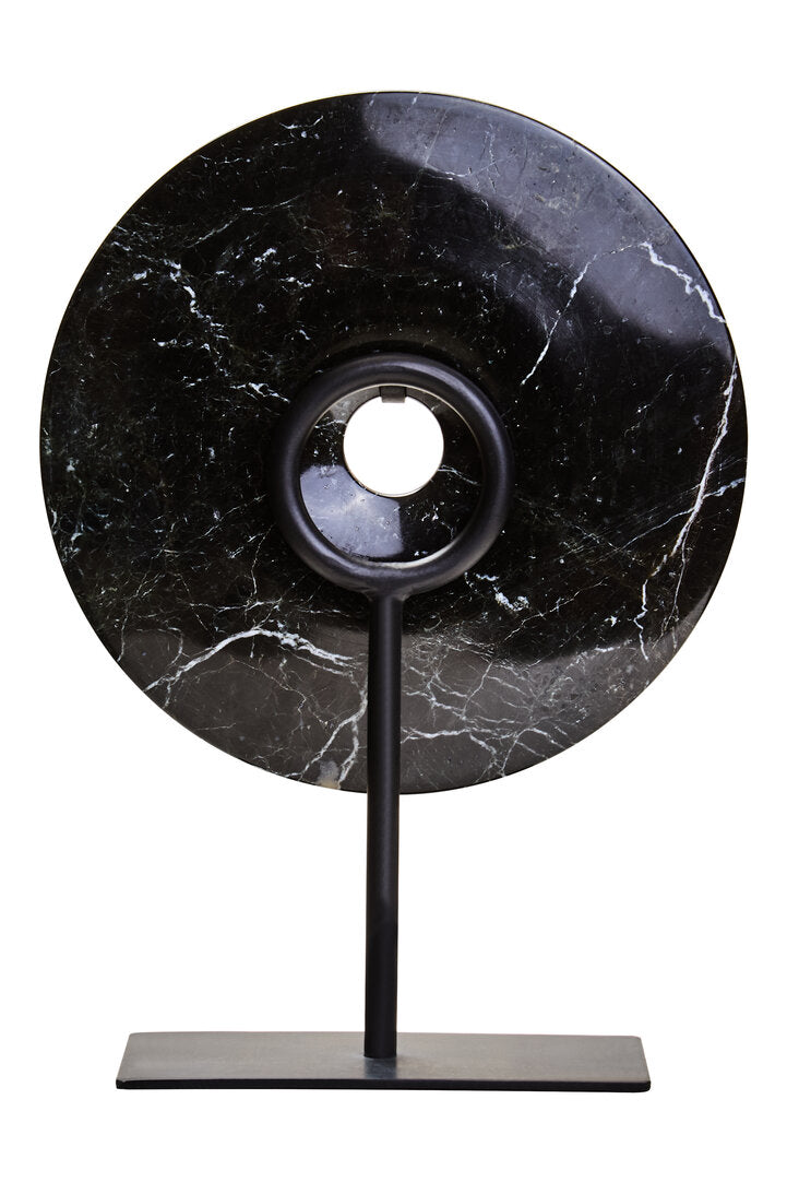 Toluca Small Black Marble Round 20cm Disc Sculpture