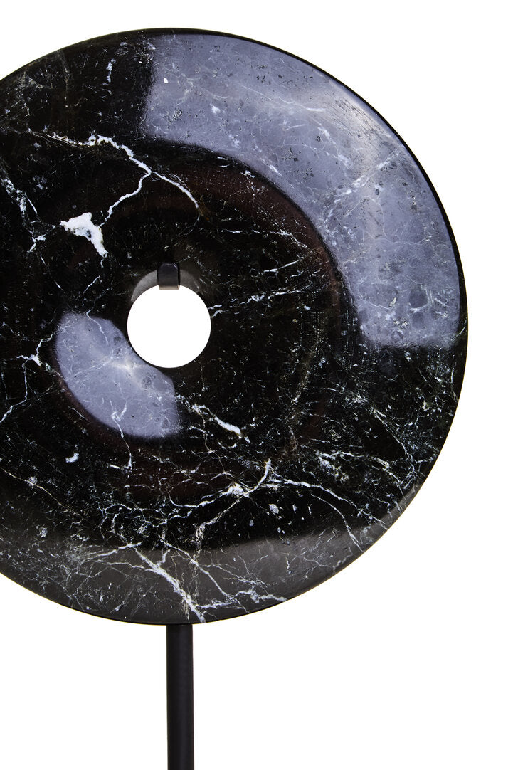 Toluca Small Black Marble Round 20cm Disc Sculpture