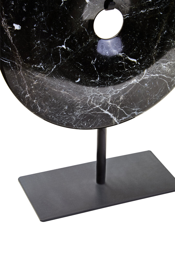Toluca Small Black Marble Round 20cm Disc Sculpture