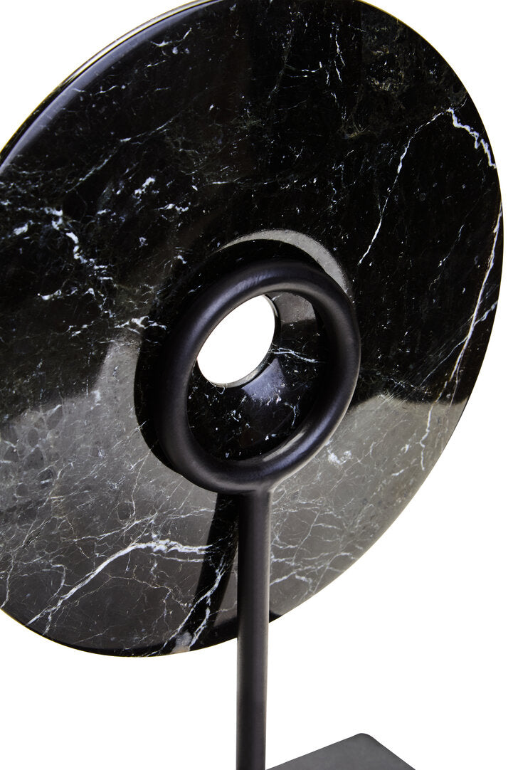 Toluca Small Black Marble Round 20cm Disc Sculpture