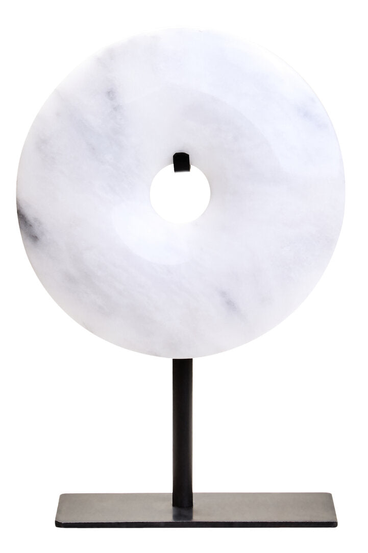 Visso Extra Small Round 15cm Grey Marble Disc Sculpture