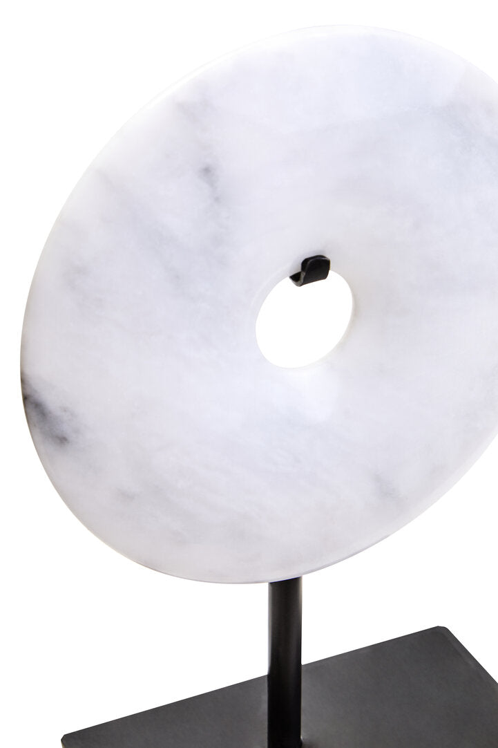 Visso Extra Small Round 15cm Grey Marble Disc Sculpture