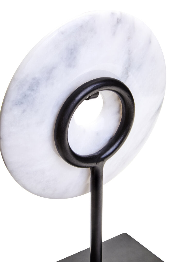 Visso Extra Small Round 15cm Grey Marble Disc Sculpture