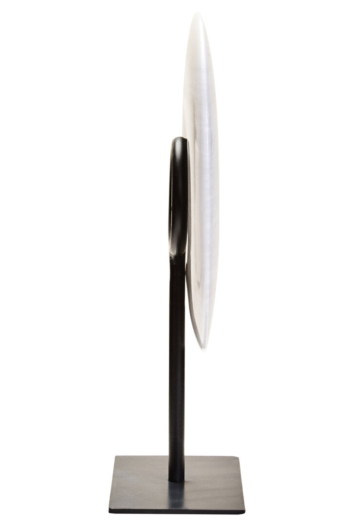Visso Small Round 20cm Grey Marble Disc Sculpture