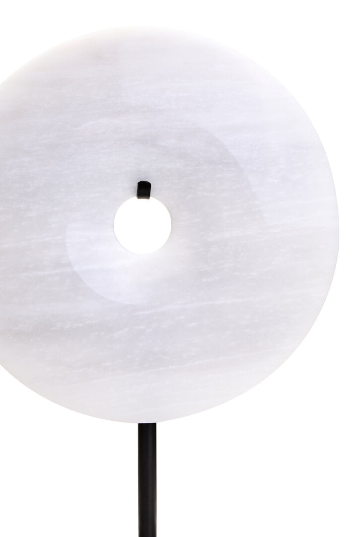 Visso Small Round 20cm Grey Marble Disc Sculpture