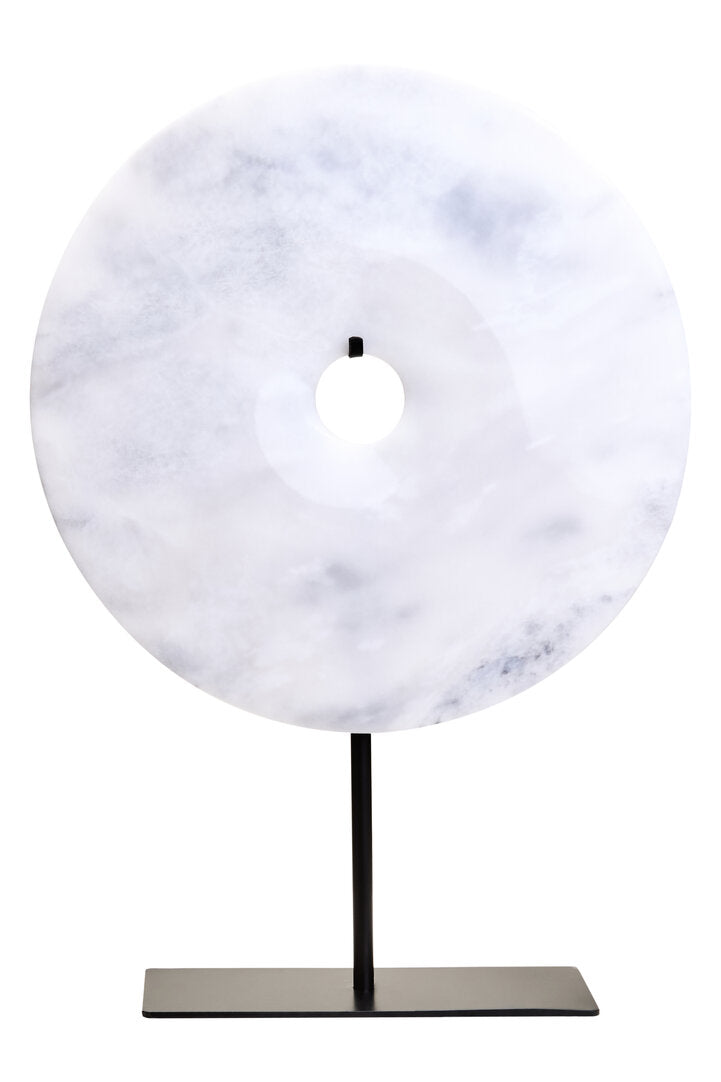 Visso Large Round 30cm White Marble Disc Sculpture