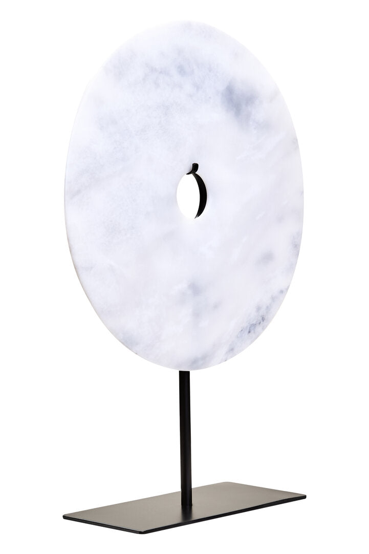 Visso Large Round 30cm White Marble Disc Sculpture