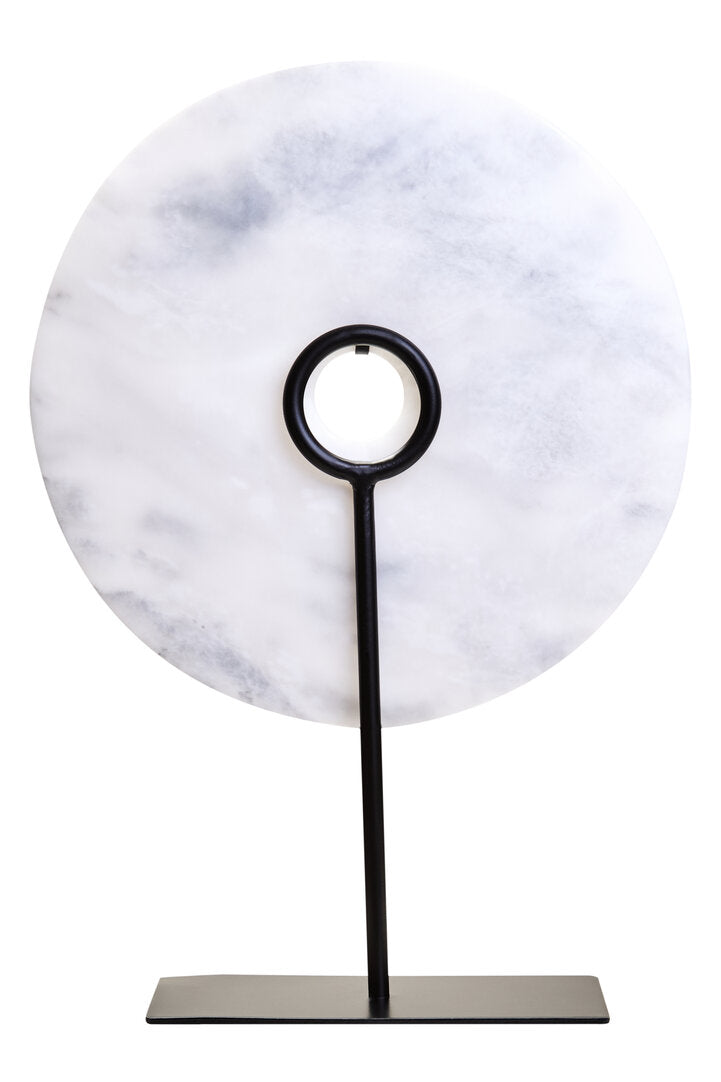 Visso Large Round 30cm White Marble Disc Sculpture