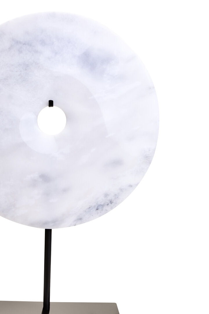 Visso Large Round 30cm White Marble Disc Sculpture