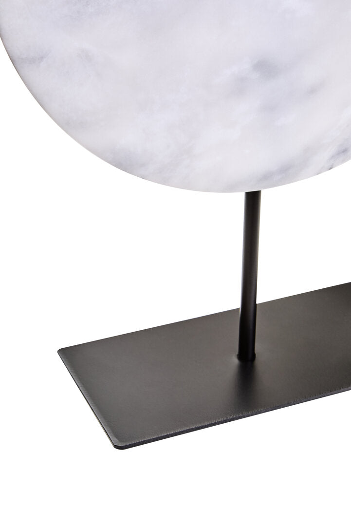 Visso Large Round 30cm White Marble Disc Sculpture
