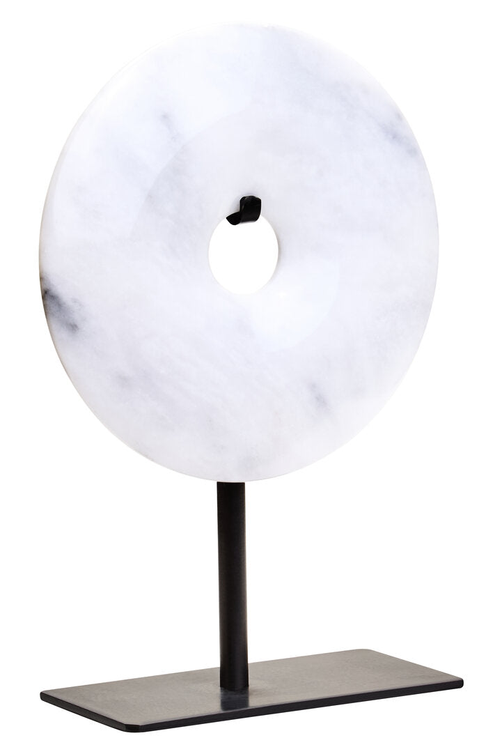Visso Extra Small Round 15cm Grey Marble Disc Sculpture