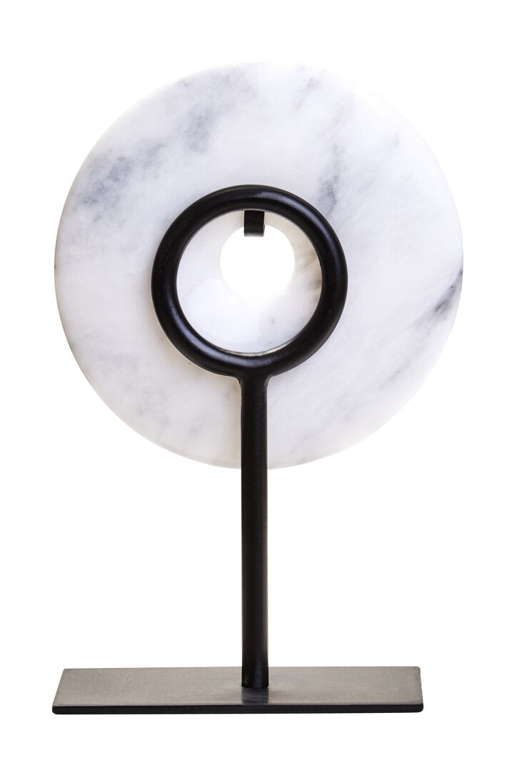 Visso Extra Small Round 15cm Grey Marble Disc Sculpture